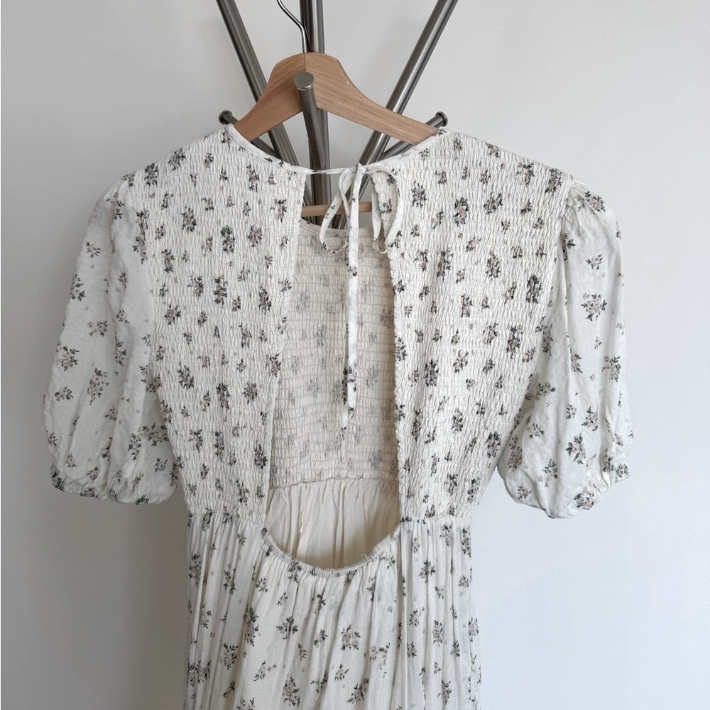 Floral Backless Maxi Dress with Pockets, XS